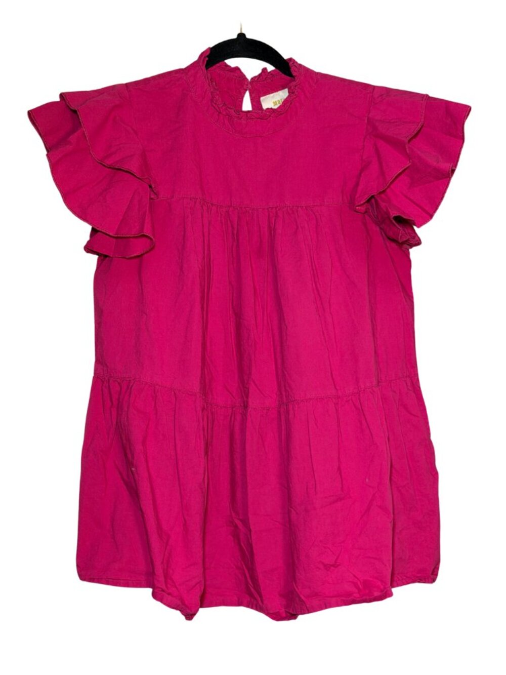 Anthropologie Maeve Ophelia Babydoll Blouse Pink Ruffle Sleeve Mock Neck Top S